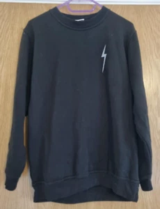 Mens Black Jumper; Pullover; Casual Comfort; Lightning Bolt Design; Uneek;Size M - Picture 1 of 6