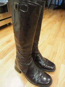 La Canadienne Womens Knee High Faux Patent crinkle Boots Brown Size 9.5 28089 - Picture 1 of 8