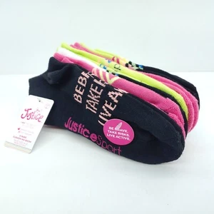 Justice Sport 6 Paar No-Show-Socken große Mädchen Größe L Schuh 4-10 Be Brave - Bild 1 von 10