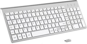 Wireless Keyboard, 2.4G Ergonomic Keyboard with Number Pad, Silent USB Computer