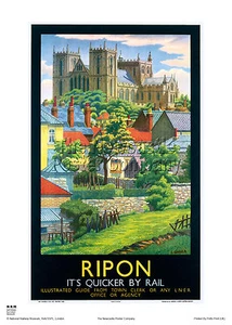 RIPON YORKSHIRE VINTAGE RETRO RAILWAY TRAVEL POSTER ADVERTISING ART PRINT - Picture 1 of 1