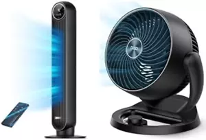 Bundle of Tower Fan for Bedroom, 25Ft/S Velocity Quiet Floor Fan, 90° Oscillati - Picture 1 of 7