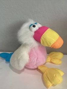 Peluche paracadute vintage DANDEE NYLON PAPPAGALLO UCCELLINO ROSA BLU PELUCHE - Foto 1 di 14