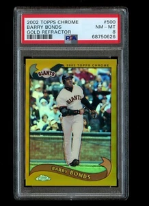 2002 Topps Chrome Barry Bonds Gold Refractor #500 PSA 8 NM-MT - Picture 1 of 2