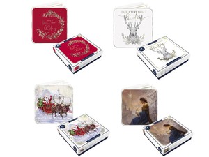 Square Christmas Cards 10 Box Deluxe Tom Smith Festive Xmas Designs Eco Friendly