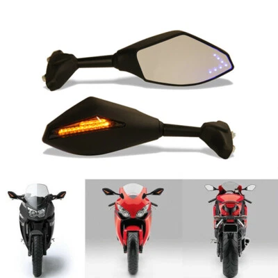 摩托车侧镜带 LED 转弯信号适用于铃木 GSXR 1000 1300 600 750 — 第 1/4 张图片
