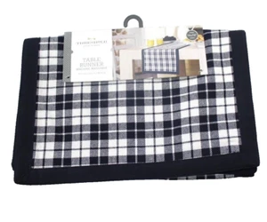 Threshold Blue White Plaid Cotton Table Runner 14 in x 72 in - Picture 1 of 4