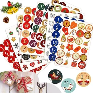 10 Sheet 24 Advent Calendar Countdown DIY Number Christmas Stickers Labels Decor - Picture 1 of 16