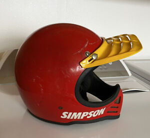 Vintage Simpson Motocross Dirt Bike Racing Helmet-1980 Snell Blue Ktm Sticker