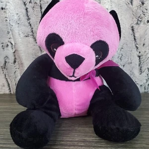 National Entertainment Network 9" PINK Panda Bear Plush Stitched Face Sheer Bow  - Picture 1 of 8