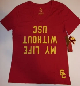 New USC Trojans Southern California shirt top women medium M v-neck short sleeve - Picture 1 of 2