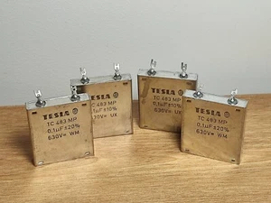 4 Pcs LOT 0.1 uF 0,1uf 100nf 630 V TESLA TC483 MP PAPER IN OIL PIO CAPACITOR 20% - Afbeelding 1 van 7