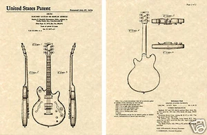 GUITARRA GIBSON LES PAUL FIRMA ES-335 PATENTE Impresión Artística ¡LISTA PARA ENMARCAR! ES 335 - Imagen 1 de 1