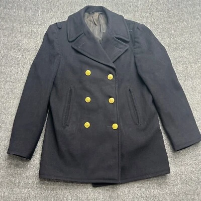 Vintage US Navy Officer Pea Coat Sz 40 Gold Buttons Naval Clothing Depot Damaged - Image 1 of 4