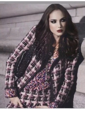 Abrigo 5K Chanel Vintage 2004 Rosa Tweed Negro Logo Botón Chaqueta 38  Foto 1 de 4