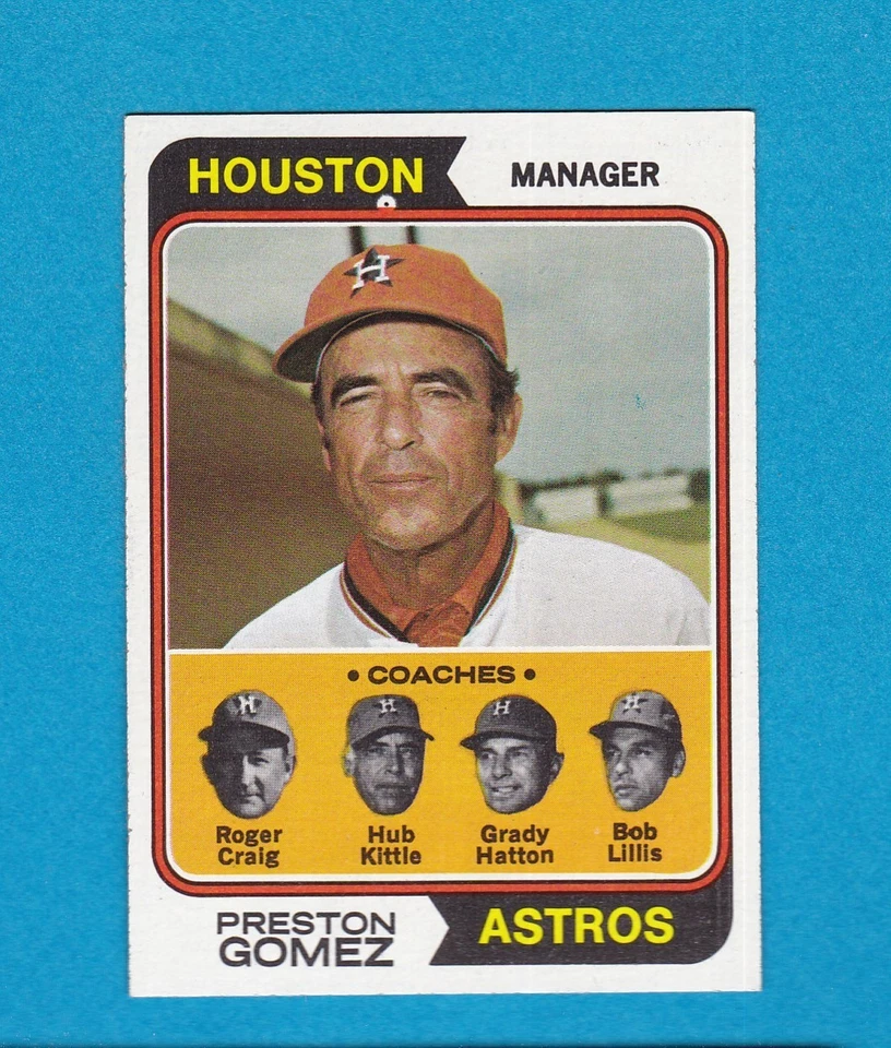 Juego de béisbol 1974 Topps Break 31 Preston Gomez mg Astros casi nuevo+ Foto 1 de 1