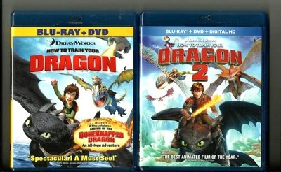 HOW TO TRAIN YOUR DRAGON 1 & 2 (2010, Blu-Ray, DVD) Combo Packs: WIDESCREEN - Image 1 of 2
