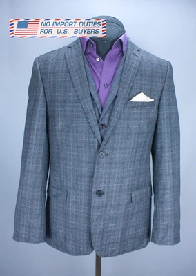 Ted Baker London Endurance Mens Jacket Grey Glen Plaid Check Size 40R Wool Blend - Image 1 of 4