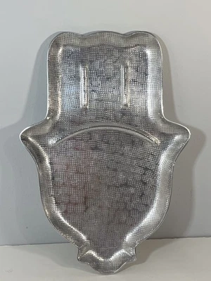 Crate and Barrel Paola Navone Hamsa Hand Stamped Aluminum Tray 14 Inch - Image 1 of 4
