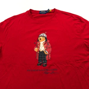 Polo Ralph Lauren Bear Men's LG Short Sleeve Pullover Casual Tee Shirt Red MINT - Picture 1 of 10