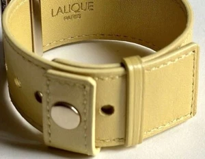 LALIQUE | PULSERA DE DIJES AMARILLA DE CUERO CORDERO NUEVA CORREA 4207600 25MM RARA ANCHA - Imagen 1 de 7