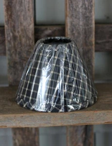 Lamp Shade 6 inch Williamsburg Black Plaid Primitive Decor Candle Clip Top - Picture 1 of 4