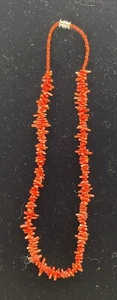 Vintage Hand Created Branch Coral Necklace in Red/Orange , 17" Long - Picture 1 of 12