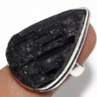 925 Silver Plated-Black Tourmaline Ethnic Gemstone Ring Jewelry US Size-7 JW