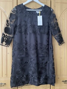 BNWTS. MADEMOISELLE BY LA REDOUTE. SIZE 12. BLACK FLORAL EMBROIDERED DRESS. - Picture 1 of 23