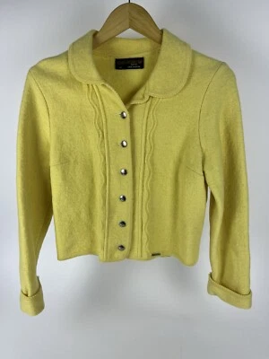 Chaqueta Suéter Geiger Amarilla De Colección Para Mujer Talla 42 Botón Cárdigan Lana Pesada Foto 1 de 4