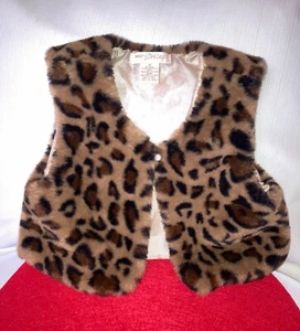 Sweet Stories GIRLS VEST Size 10 Faux Fur Animal Print Classic Dressy SUPER SOFT - Picture 1 of 9