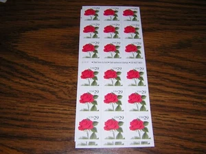 2490a 29 cent Red Rose pane of 18 UPC 16691 - Picture 1 of 1