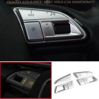 For Audi A3 S3 RS3 2015-2016 Steering Wheel Button Cover Trim 6PCS Matte Silver - Image 1 of 4