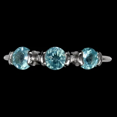 Anello In Argento Sterling 925 Rotondo In Apatite Gemma 4Mm Gioielleria Taglia 8 - Immagine 1 di 4
