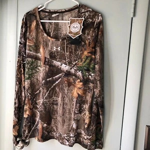 Under Armour RealTree Womens XL Early Season long sleeve Shirt Forest Camo New - Picture 1 of 7