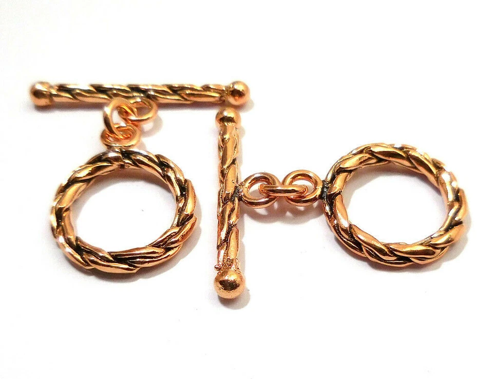 6 SET 18X29MM SOLID COPPER BALI TOGGLE CLASP ANTIQUE COPPER 532 DTH-299 - Image 1 of 1