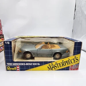 1990 Mercedes-Benz 500SL Blue Convertible 1:18 Scale Revell Masterpices Preowned - Picture 1 of 9