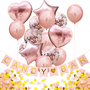 Candybar Hochzeit JGA Geburtstag Party Deko Set - Girlande Konfetti Luftballons