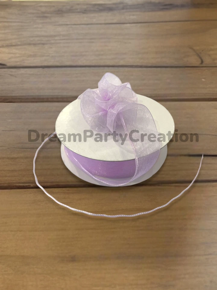 Cinta 25 yardas de organza lisa de 7/8" (lavanda) con volantes Foto 1 de 1