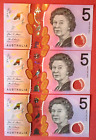 World Banknotes(item1434) Australia 3 x 5 Dollars 2016 Consecutive Numbers Unc.