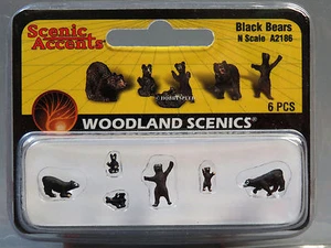 WOODLAND SCENICS N SCALE BLACK BEARS figure animal cub standing wild WDS2186 NEW - Picture 1 of 2