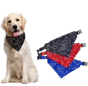 *DESC* Dog Bandanas Large Pet Scarf Pet Clip-on cotton Plaid Washable Collar Dog - Picture 1 of 8