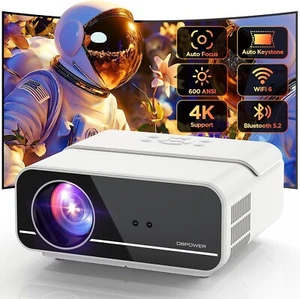 DBPOWER 4K Projector Auto Focus Keystone 600ANSI 5G WiFi Bluetooth 4P4D/PPT/Zoom - Picture 1 of 9