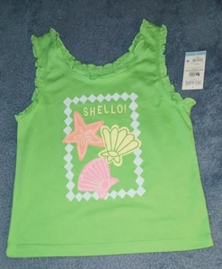 365 KIDS GARANIMALS sz 6 Green Graphic Mini Ruffle Tank Top 'Shello' - Picture 1 of 3