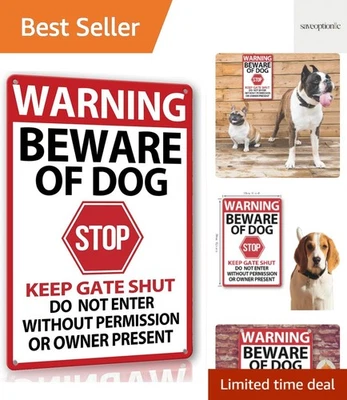 Señal de advertencia de perro 12x8 - lata, impermeable y fácil instalación Foto 1 de 4