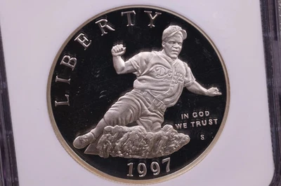 1997-S Jackie Robinson Silver Dollar Commemorative., NGC Pf-68., Store #0928 - Image 1 of 3