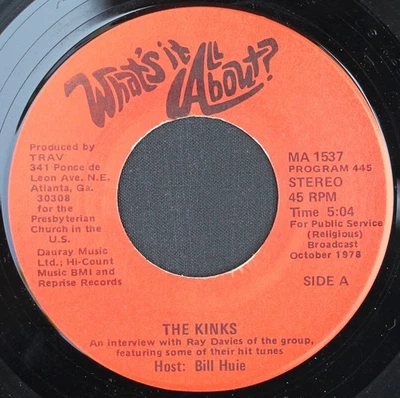 Kinks- Ray Davies- What's It All About?- Original 1978 Promo Interview 45 - Image 1 of 3