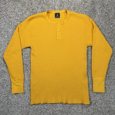 Vintage 90s Mervyns Yellow Thermal Henley 3 Button Undershirt Men’s Small USA - Image 1 of 4