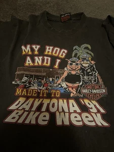 Rare Vtg Daytona Bike Week 91 Large Beefy T My Hog And I - Picture 1 of 7