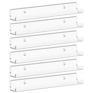 1.5 x 12 Narrow Floating Shelves for Vinyl Record 6 Pack, Clear Wall Shelves ... - Picture 1 of 9